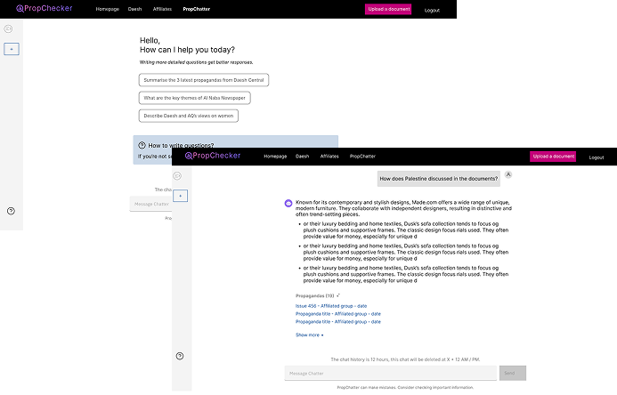 GenAI interface answering open questions while citing the source documents it consulted